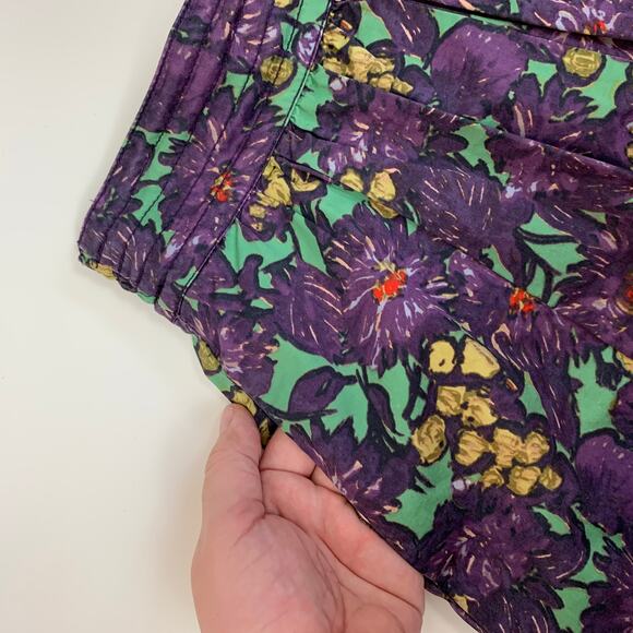 J. Crew Elsie Skirt Purple Nightfall Floral 4 S Green Yellow Small - Picture 7 of 9